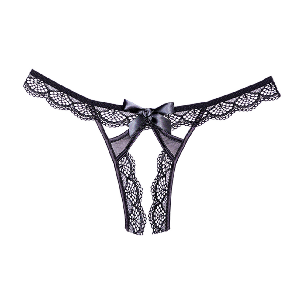 Allure Kant en Mesh Open Panty | One Size Sexy Lingerie Zwart