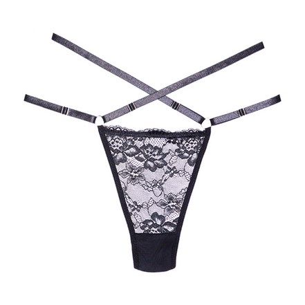 Cherished – String aus Spitze und Netz – OS – Schwarz