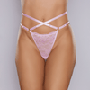 Allure Cherished kanten tanga in roze, voorkant op model met gekruiste bandjes en lage taille