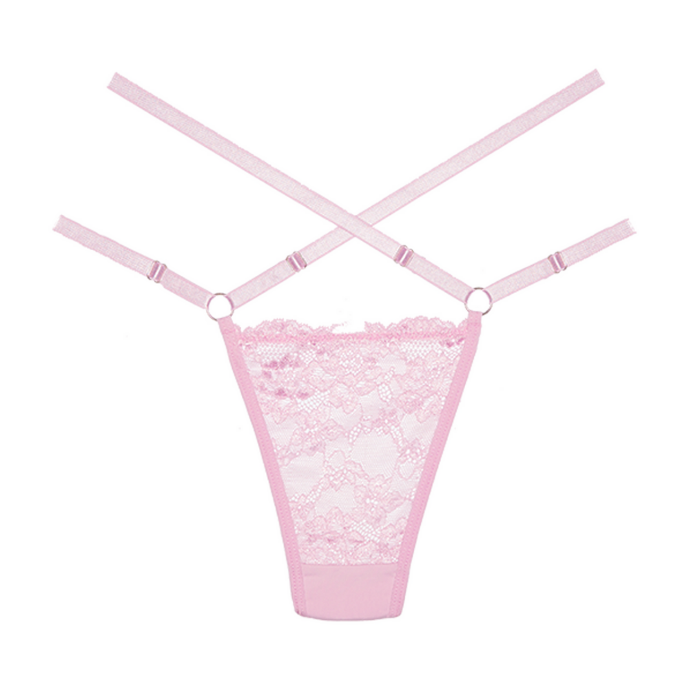 Cherished - Lace and Mesh Tanga - OS - Pink