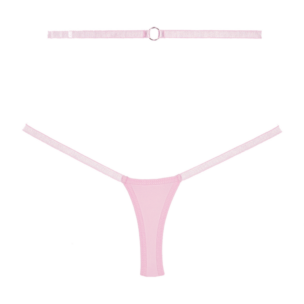Cherished - Lace and Mesh Tanga - OS - Pink