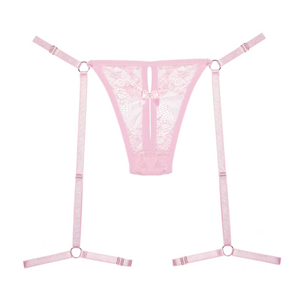 Sag es mit Strumpfbändern - Spitzenstring - OS - Pink