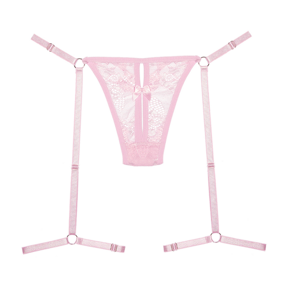 Sag es mit Strumpfbändern - Spitzenstring - OS - Pink