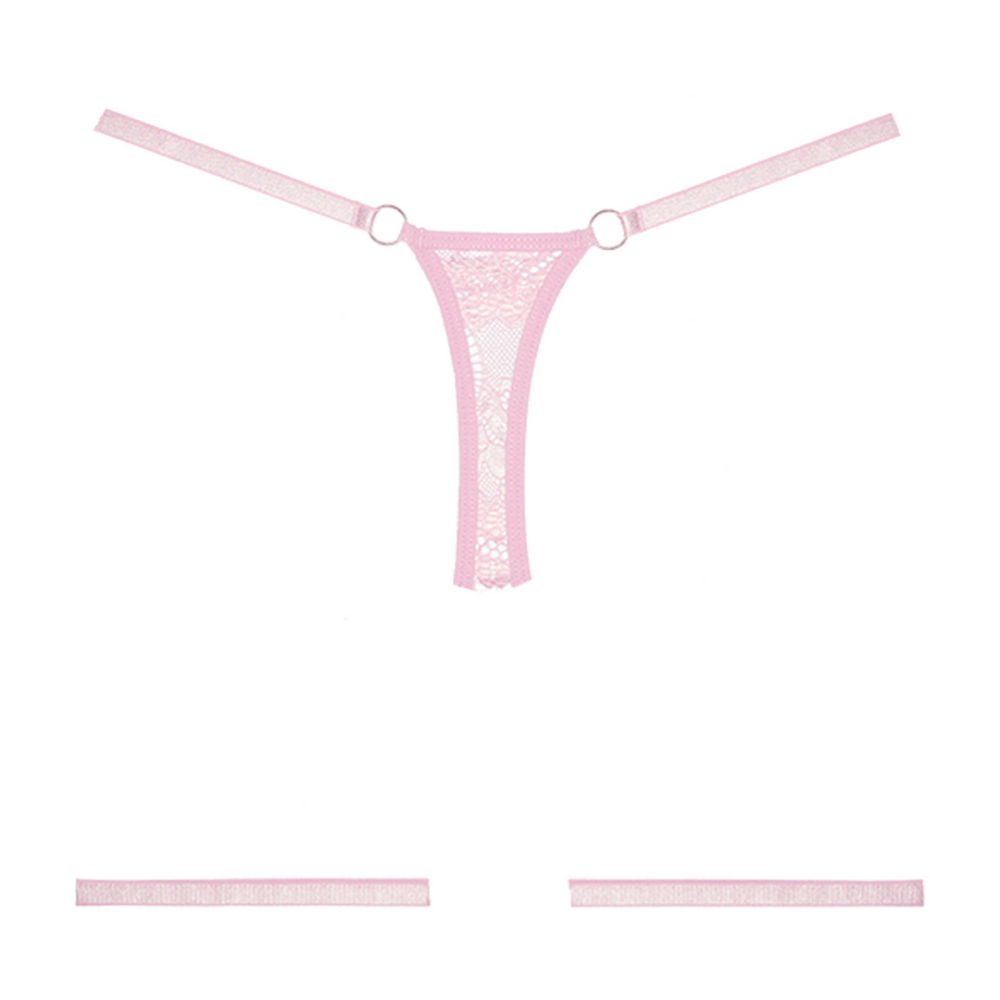 Sag es mit Strumpfbändern - Spitzenstring - OS - Pink
