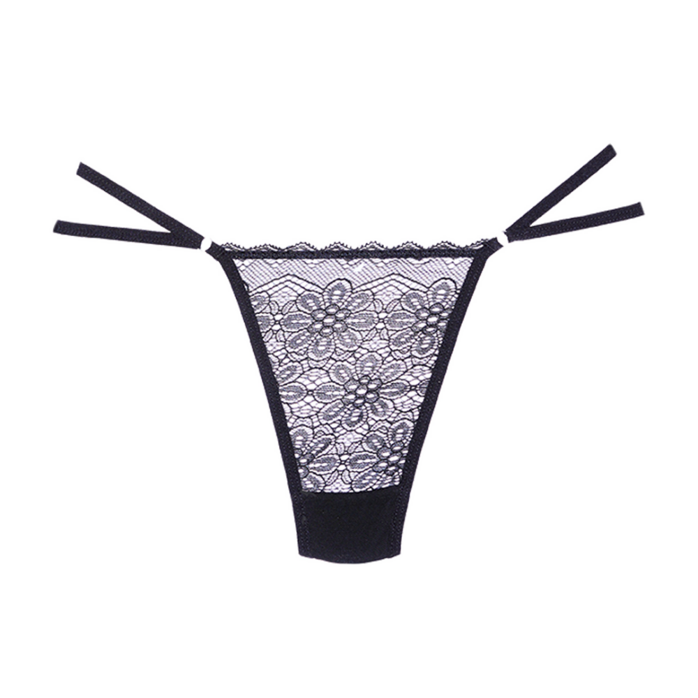 Allure Kant en Mesh String | One Size Sexy Lingerie Zwart
