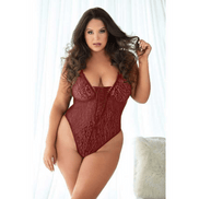 Allure Leopard Lace-Up Teddy Burgundy 2X/3X