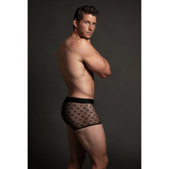 Allure Star Boxer mesh met sterrenprint | Maat L/XL Zwart