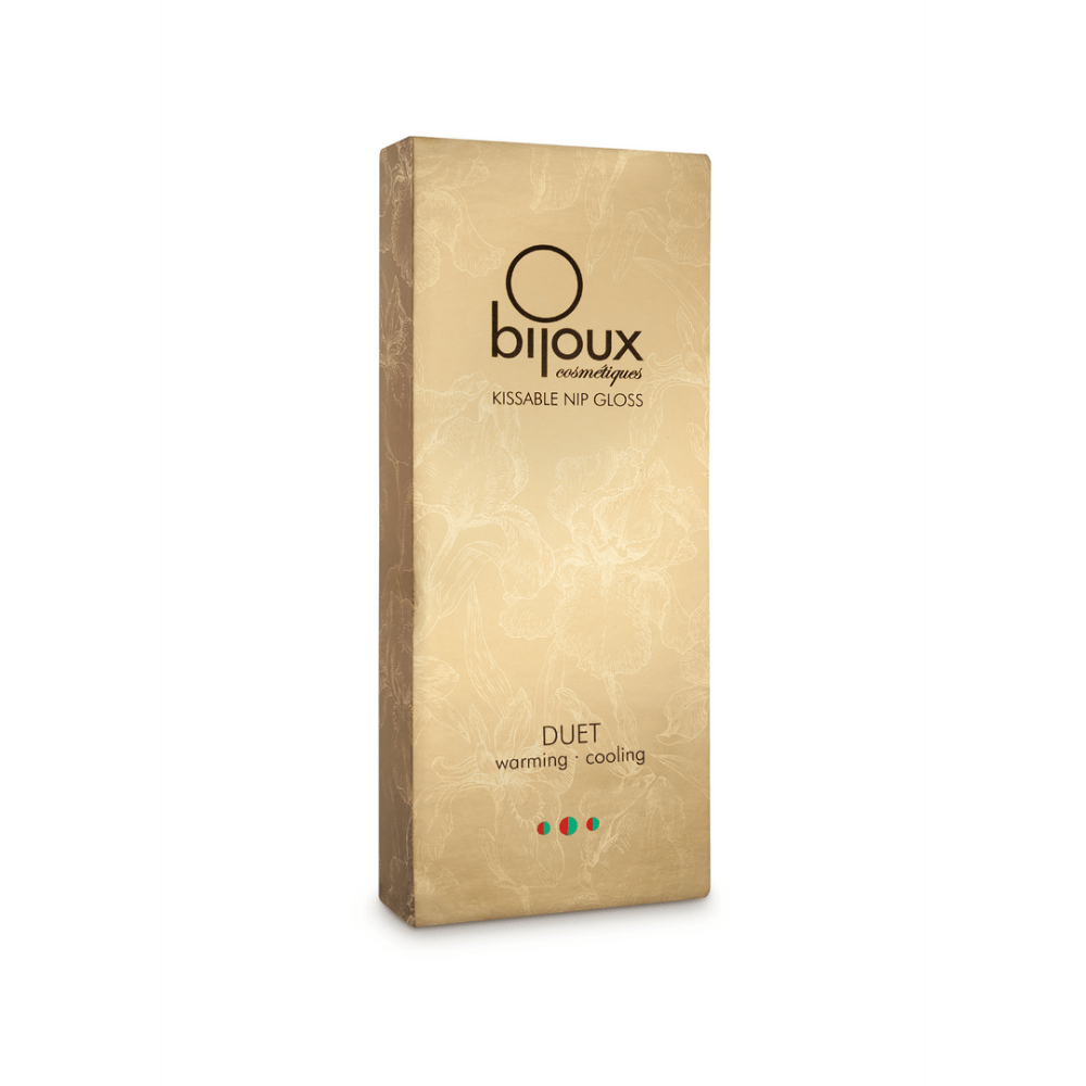 Bijoux Indiscrets Nip Gloss Duo verpakking, luxe tepelgloss set voor extra gevoeligheid en sensuele beleving