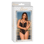 Verpakking Magic Silk lace up teddy met kralen zwart, body lingerie, maat L/XL