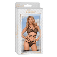 Verpakking Magic Silk strappy bh string set zwart, lingerie set, maat L/XL