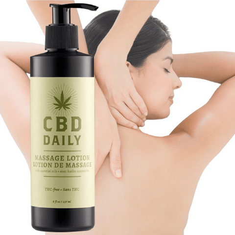 Earthly Body CBD massage lotion met hennepolie en munt 237 ml met pompflacon bij rugmassage voor ontspanning