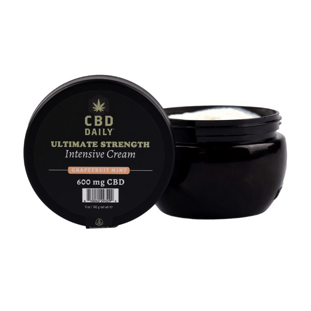 Earthly Body CBD Intensive Cream pot geopend 142 g, huidverzorgende crème met grapefruit en mint voor zachte huid