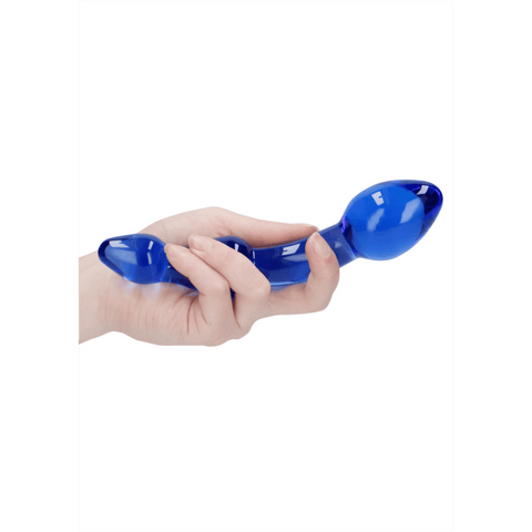 Chrystalino Superior, blauw glas, zijaanzicht liggend, duidelijke curve voor G- en P-spot