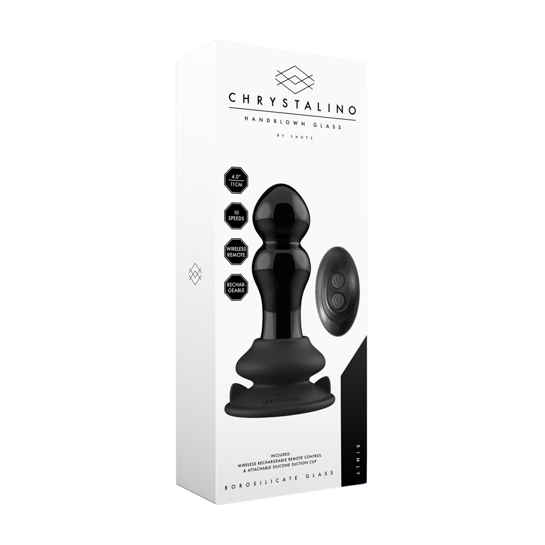 Chrystalino Vibrating Glass Butt Plug with Suction Cup and Remote Control