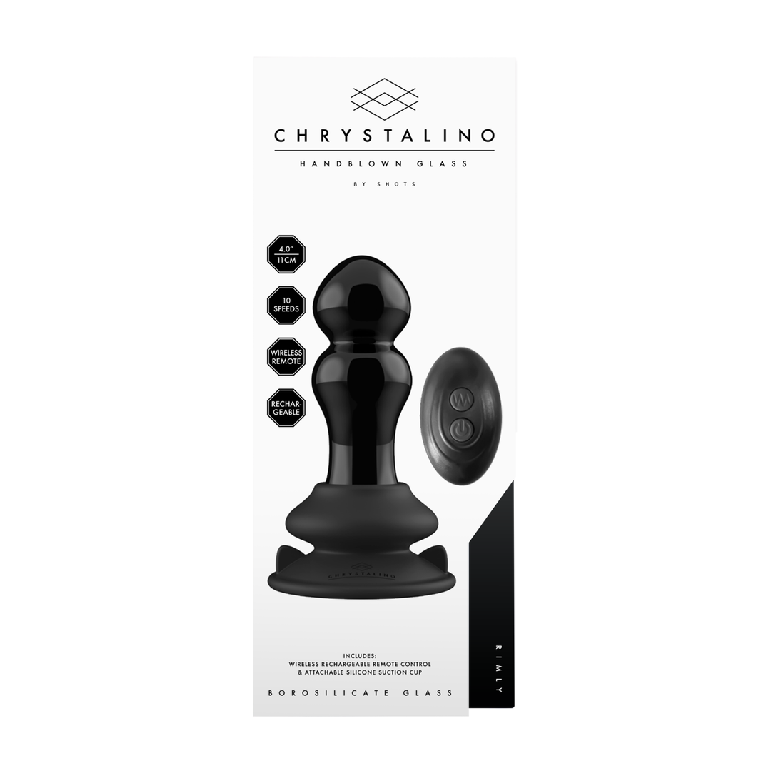 Chrystalino Vibrating Glass Butt Plug with Suction Cup and Remote Control