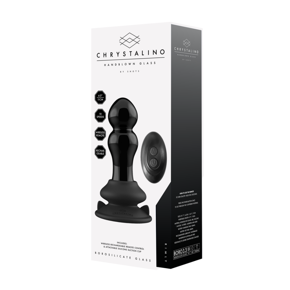 Chrystalino Vibrating Glass Butt Plug with Suction Cup and Remote Control