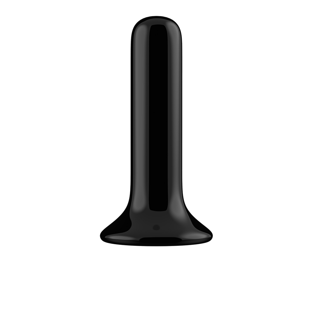 Chrystalino Thumby glazen vibrator met zuignap, zwart, slank model voor gerichte stimulatie en stevige grip