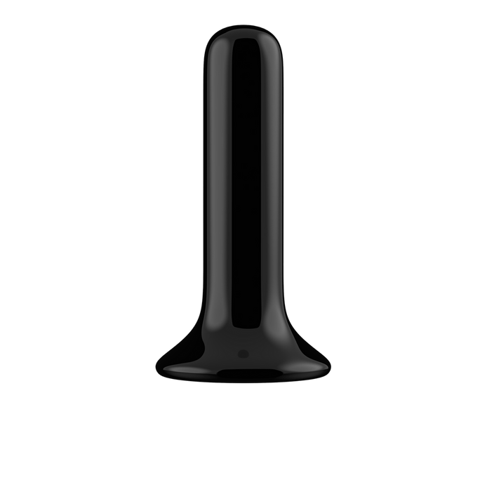 Chrystalino Thumby glazen vibrator met zuignap, zwart, slank model voor gerichte stimulatie en stevige grip