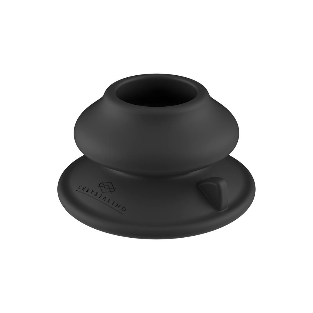 Chrystalino zuignap basis close up, stevige siliconen voet voor stabiele plaatsing, glazen vibrator