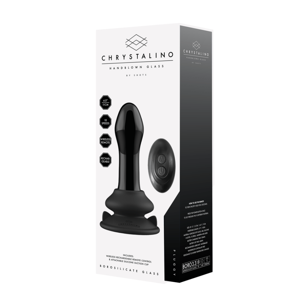 Chrystalino Pluggy Glazen Vibrator met Zuignap