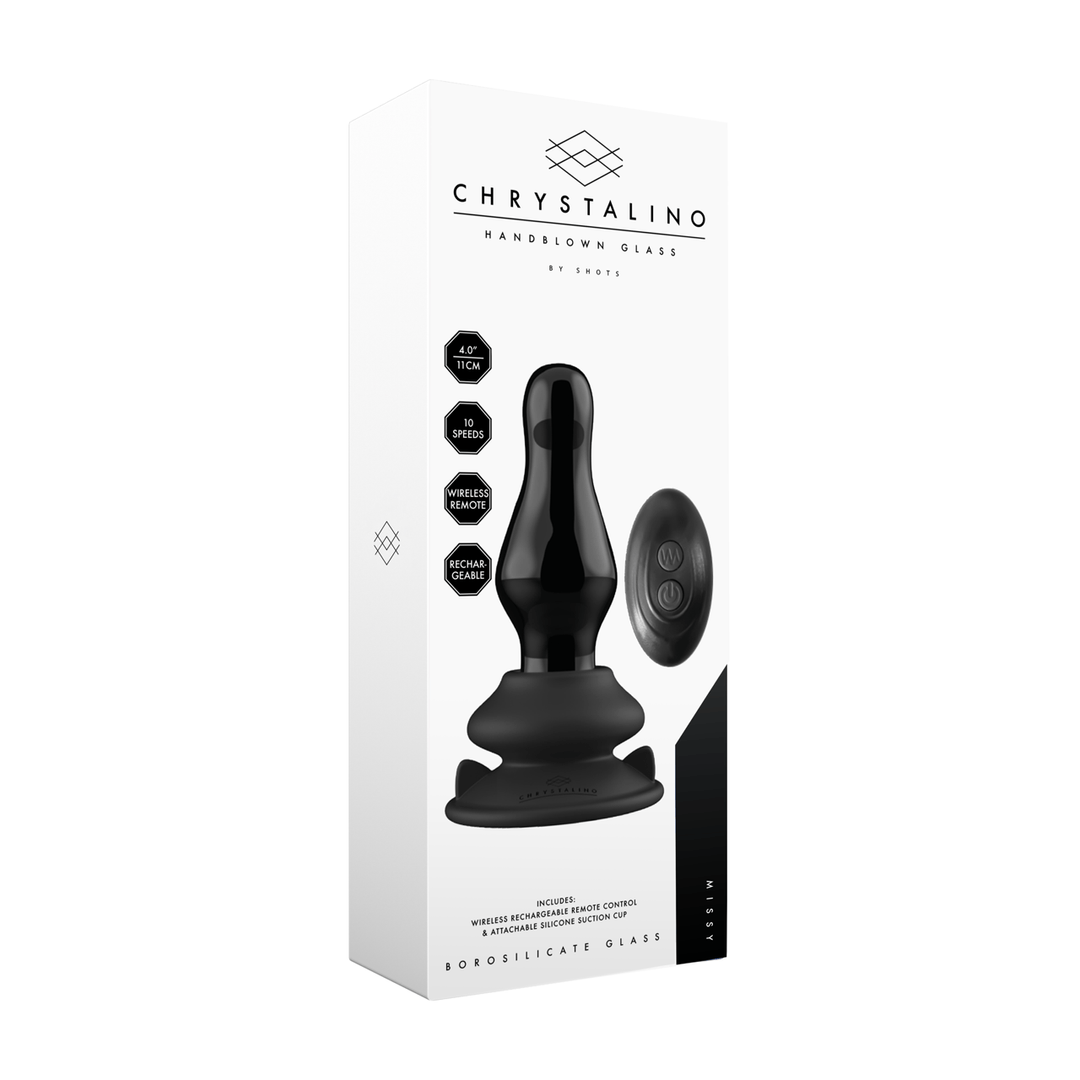 Chrystalino Missy set met buttplug en afstandsbediening, luxe glasvibrator voor anale stimulatie