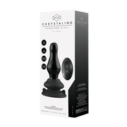 Verpakking Chrystalino by Shots Missy, vibrerende glazen buttplug met zuignap, model CHR038BLK
