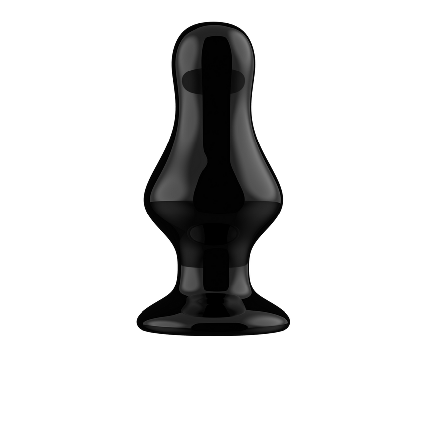 Chrystalino Missy vibrerende glazen buttplug zwart, borosilicaatglas, met afneembare zuignap