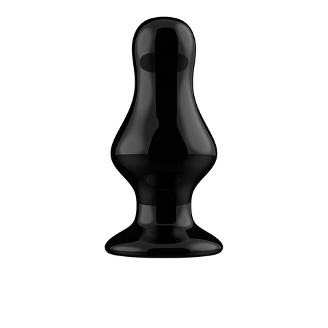 Chrystalino Missy vibrerende glazen buttplug zwart, borosilicaatglas, met afneembare zuignap