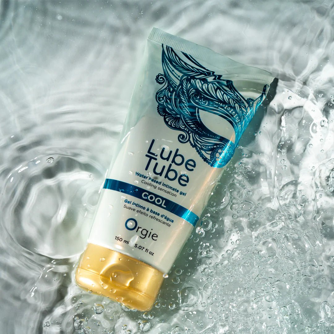 Orgie Lube Tube Cool 150 ml waterbasis glijmiddel tube in water met ijs voor verkoelend effect productfoto
