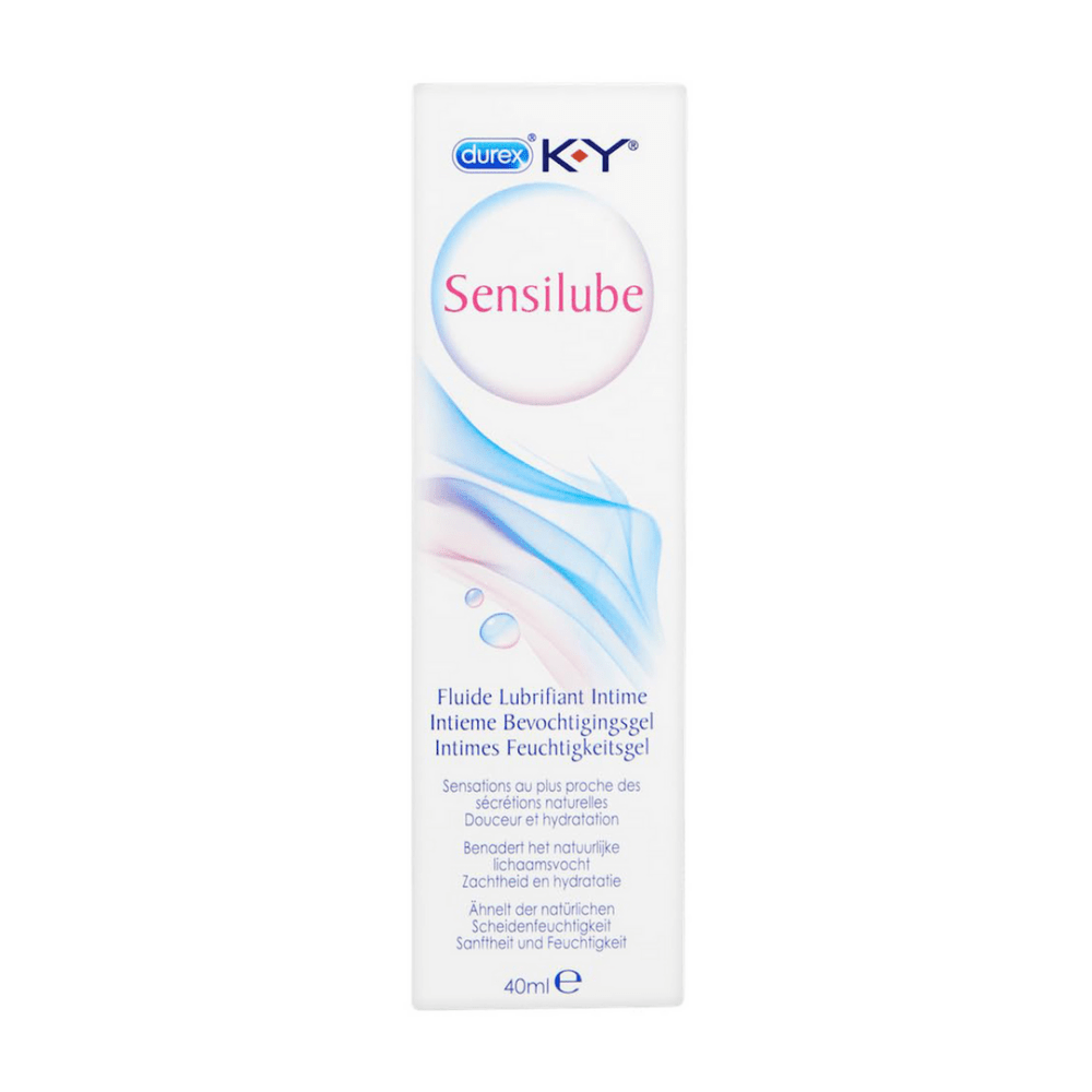 Durex Sensilube Glijmiddel 40 ml verpakking, hydraterende glijgel op waterbasis geschikt voor gevoelige huid en comfort