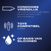 Informatiekaart van Durex Perfect Gliss glijmiddel met kenmerken zoals langdurige gladheid en comfort