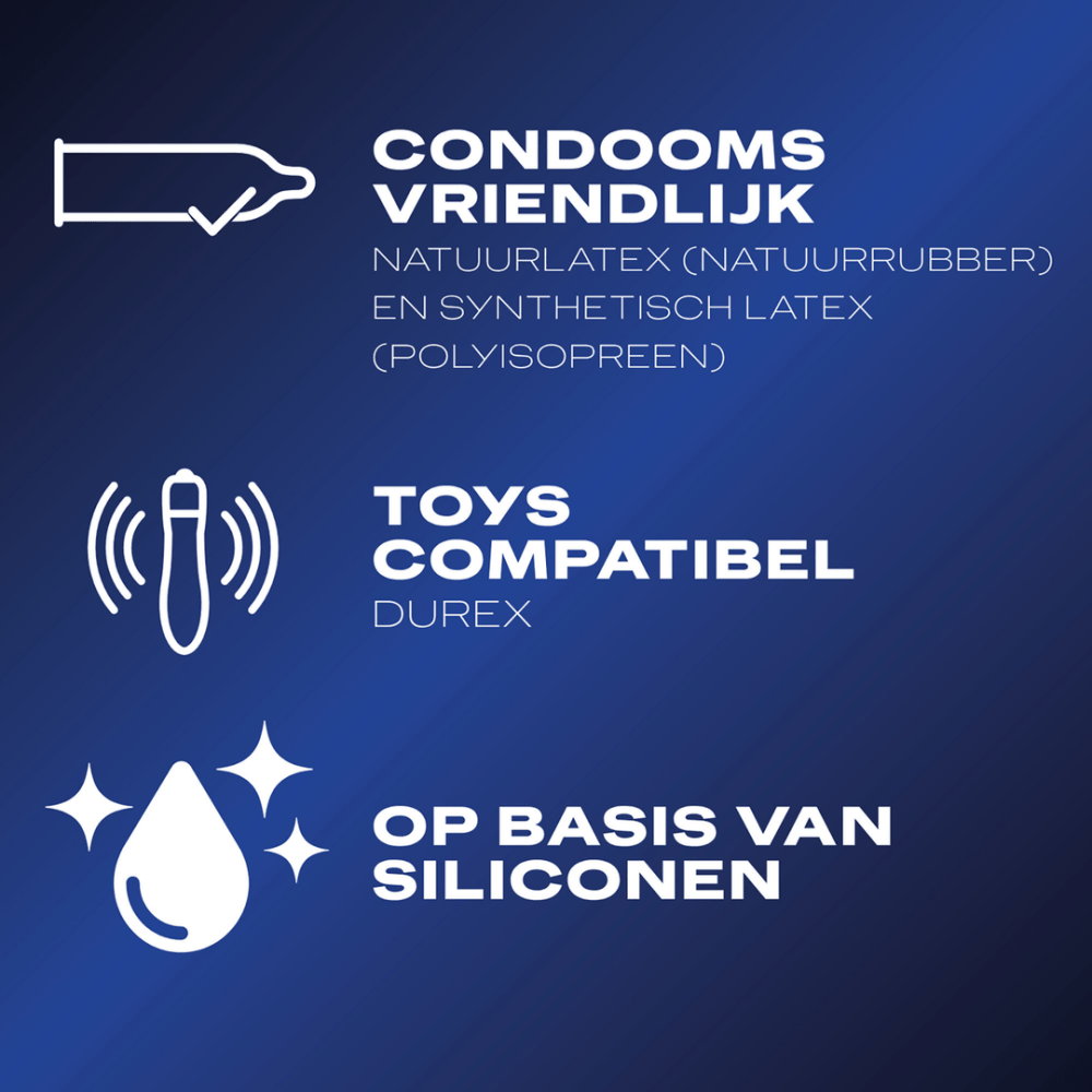 Informatiekaart van Durex Perfect Gliss glijmiddel met kenmerken zoals langdurige gladheid en comfort