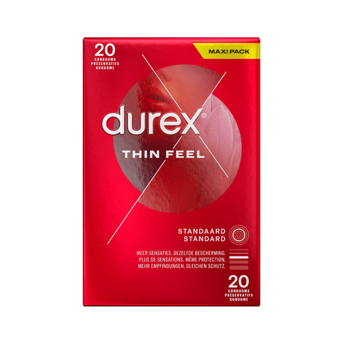 Durex Dunne Voel condooms 20 stuks, extra dun latex condoom, dun gevoel en betrouwbare bescherming