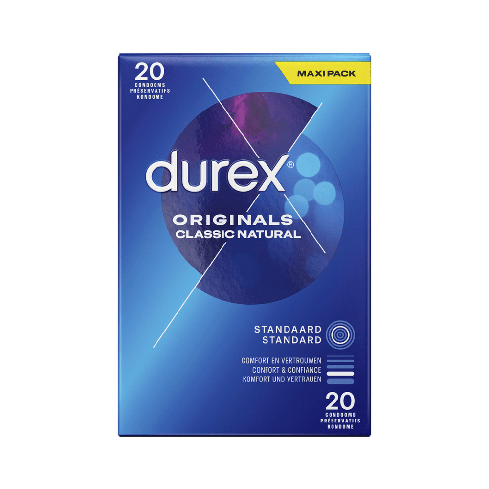 Durex Originals Classic Natural condooms 20 stuks, naturel latex condooms, klassieke pasvorm