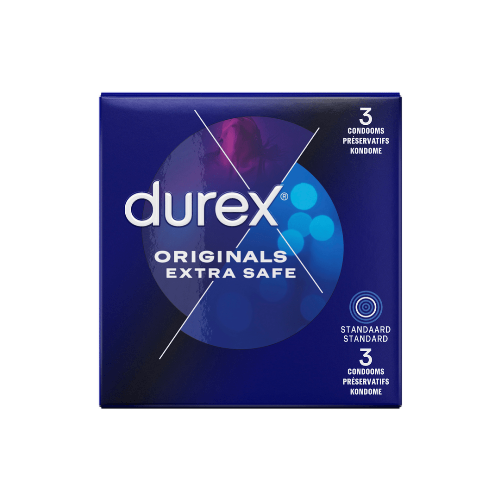 Durex Originals Extra Safe condooms 3 stuks, extra veilig, klassieke pasvorm, latex condooms