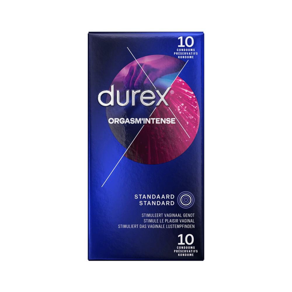 Durex Orgasm Intense condooms 10 stuks, ribbels en nopjes, stimulerend glijmiddel