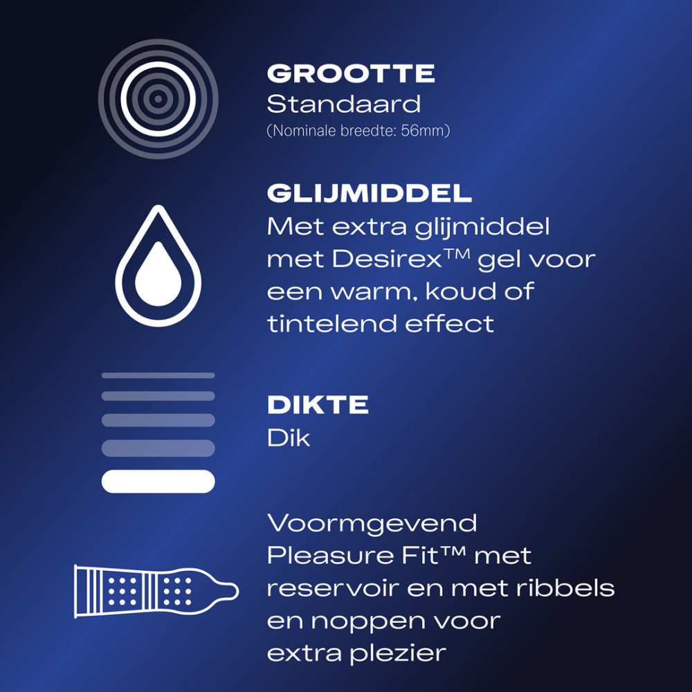 Durex Orgasm Intense condooms, productkenmerken en pictogrammen, 10 stuks