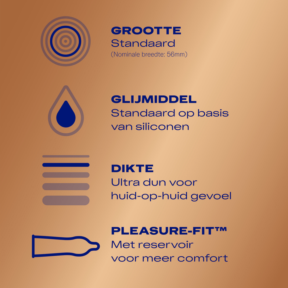 Durex Nude Classic condooms 10 stuks, achterkant verpakking, gebruiksinformatie en waarschuwingen