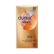 Durex Nude XL condooms 10 stuks, extra dun condoom, XL maat, goudkleurige verpakking met Durex logo