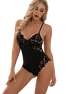 Zwarte bodysuit van De Namour Lingerie met hoog uitgesneden zijlijn en spaghettibandjes