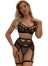 Diamond Net Three Piece Lingerie Set