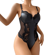 Kant en Faux Leren Bodysuit