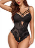 Open Crotch Lace Bodysuit - L/XL - Zwart