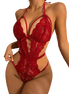 De Namour Wijnrode Kanten Bodysuit met Open Rug