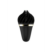 Satisfyer Sweet Treat Spinnator vibrator zwart goudkleurig, close-up van de kop, textuur en afwerking