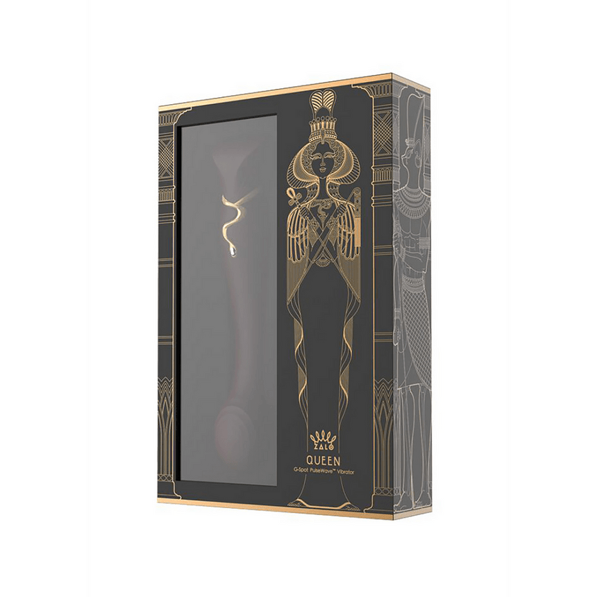 ZALO Queen Luxe G-spot vibrator wijnrood, luxe verpakking van de set, productbox op witte achtergrond