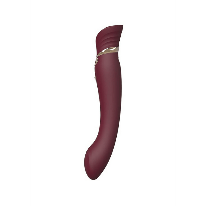 ZALO Queen Luxe G-spot vibrator wijnrood, gebogen siliconen vibrator voor gerichte stimulatie, op wit