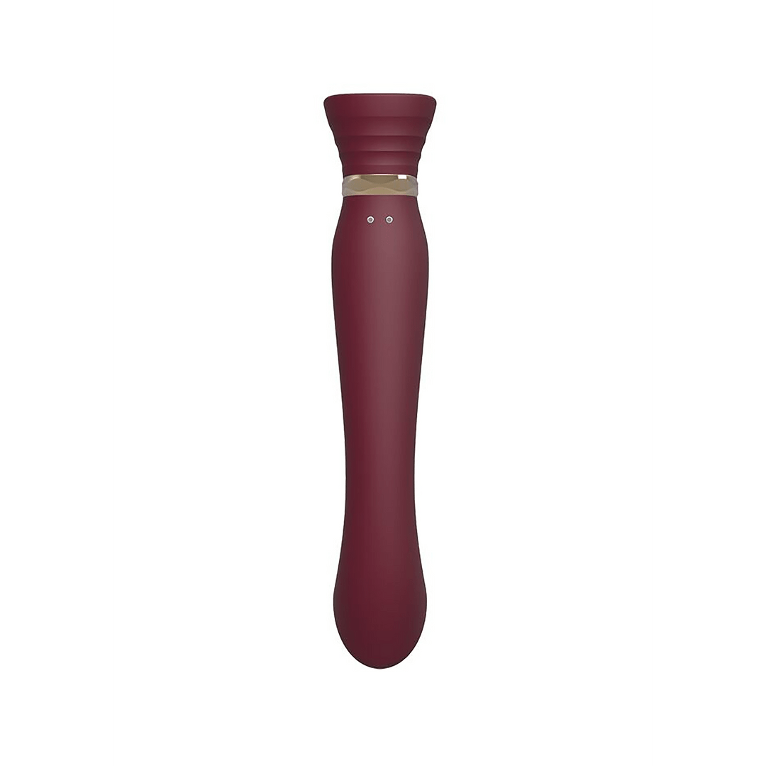 ZALO Queen Luxe G-spot vibrator wijnrood, vooraanzicht van ergonomische curve, op witte achtergrond