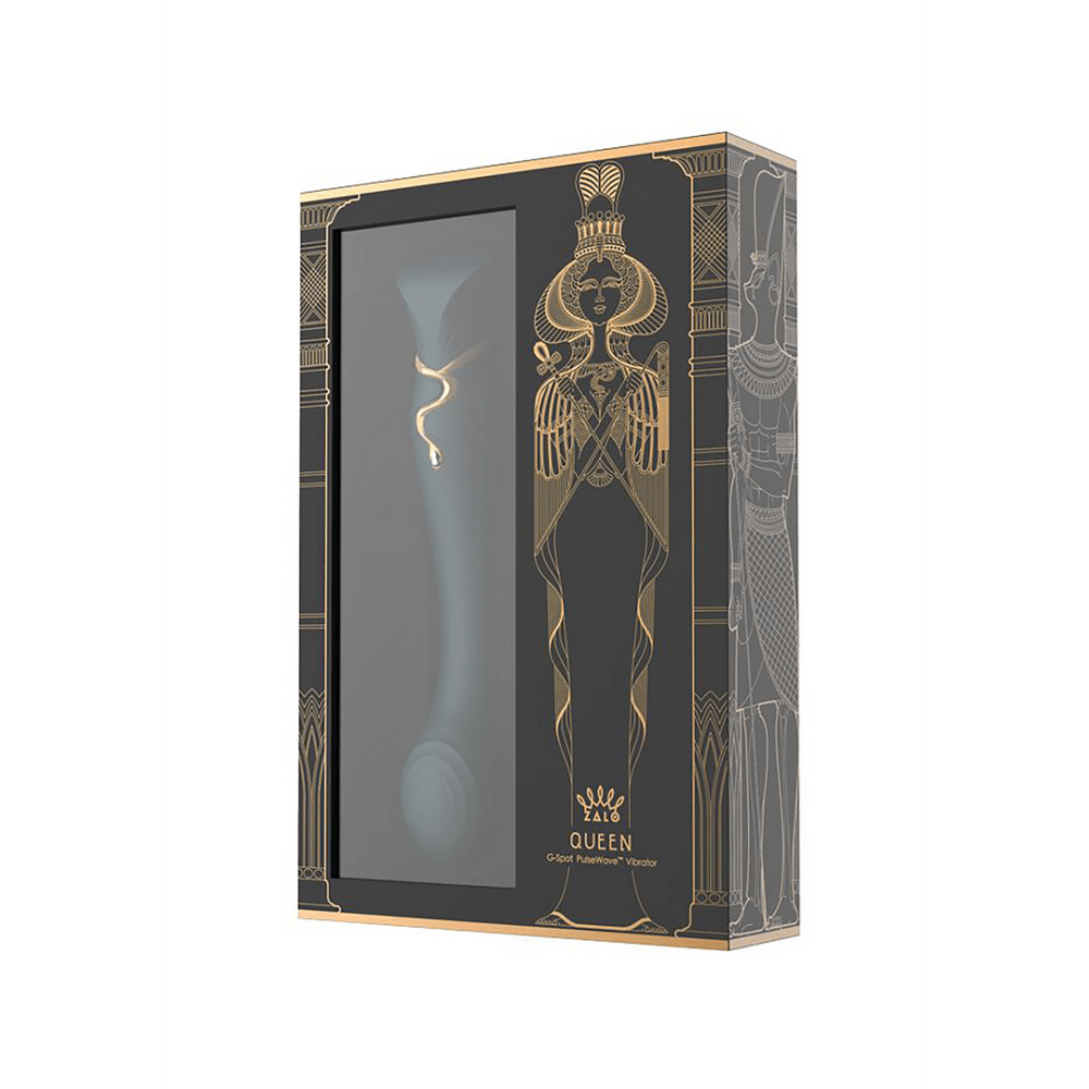 ZALO Queen Luxe G-spot vibrator jewel groen, luxe verpakking van de set, productbox op witte achtergrond