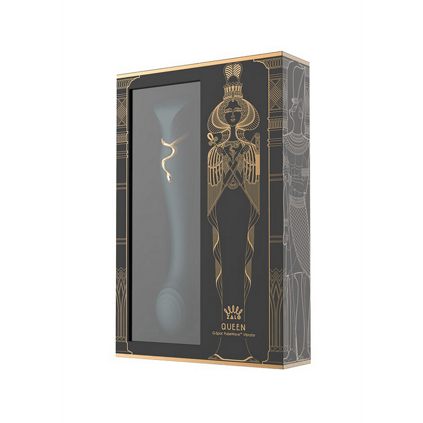 ZALO Queen Luxe G-spot vibrator jewel groen, luxe verpakking van de set, productbox op witte achtergrond